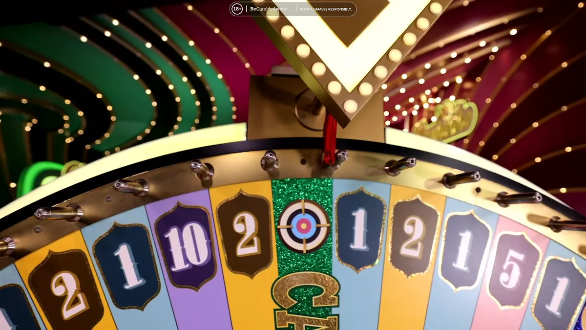 Gli spicchi numerati della ruota di Crazy Time visti da vicino